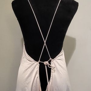 Backless silk like fabric dress